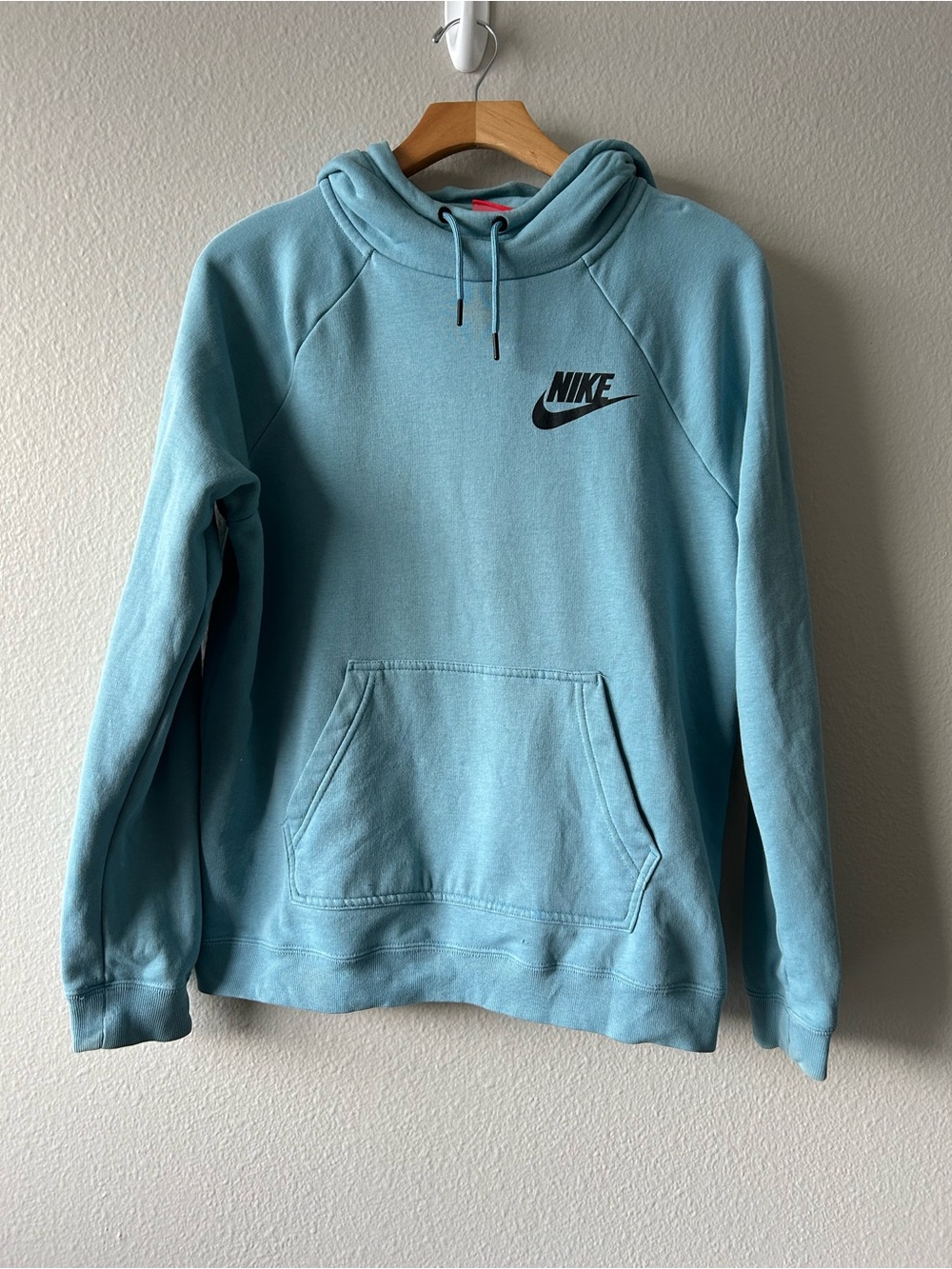Nike Light Blue Crewneck Hoodie with Black Swoosh
